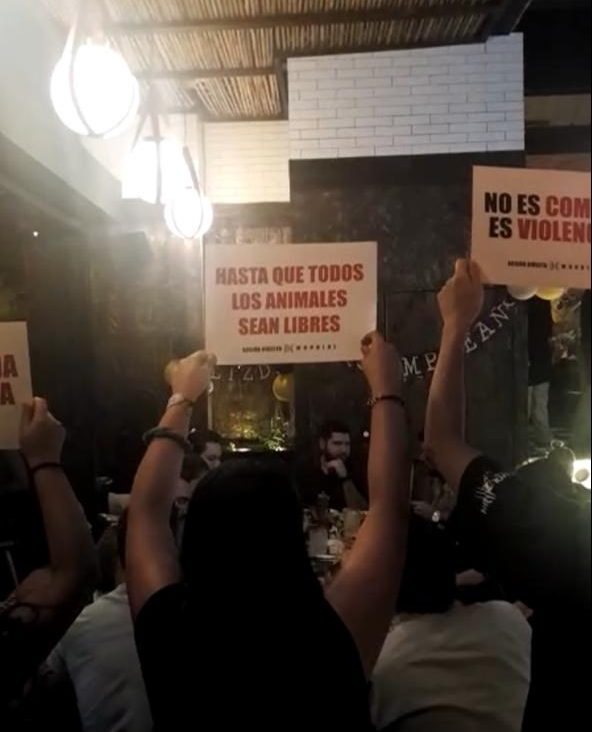 Polémica por protesta de activistas veganos en restaurantes de Medellín