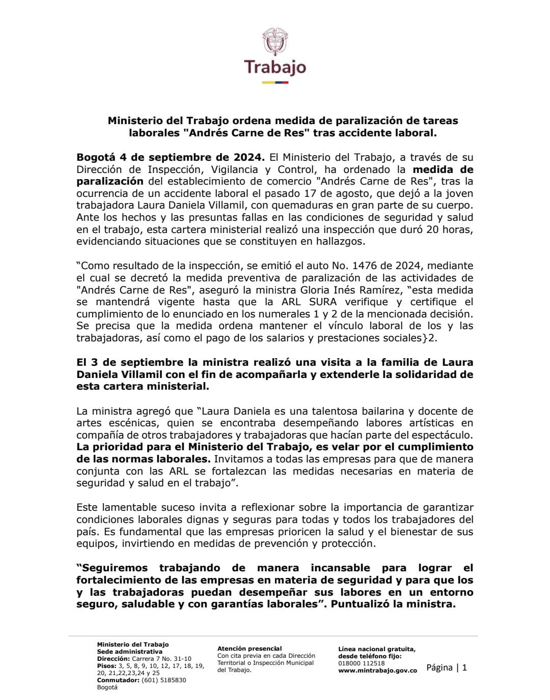 Cierran temporalmente a Andrés Carne de Res por accidente que dejó a una empleada en grave estado de salud