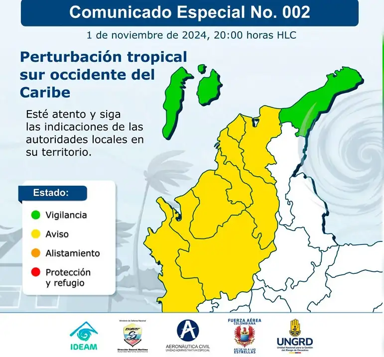 Alerta en el Caribe colombiano por posible formación ciclónica activa protocolos de seguridad