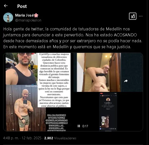 Más de 70 tatuadoras en Medellín alertan sobre un acosador extranjero