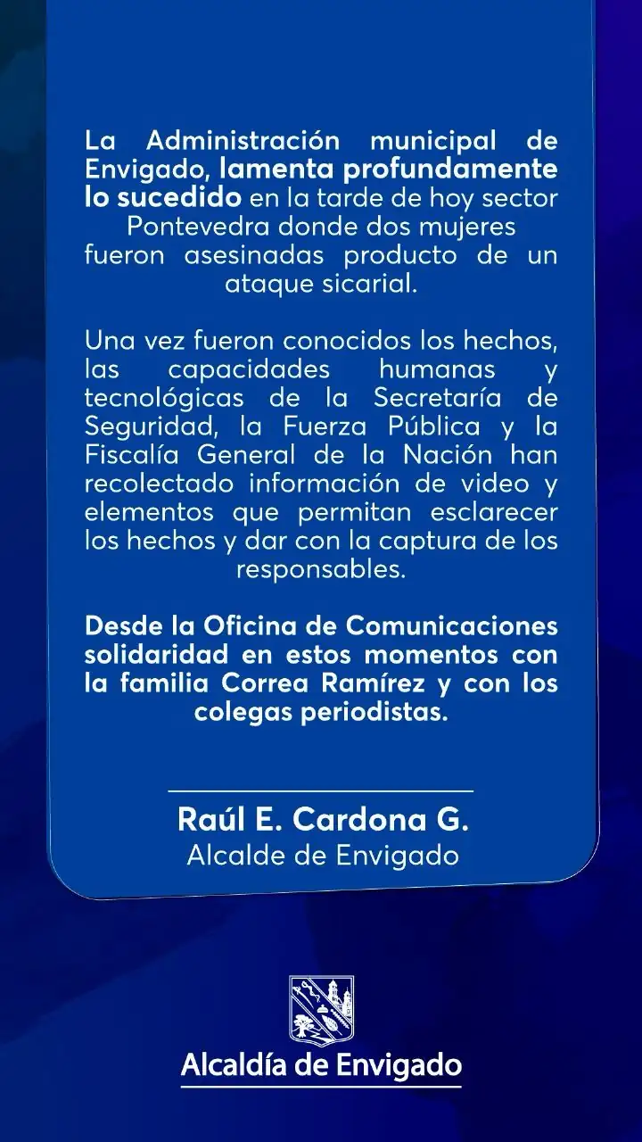 Las autoridades de Envigado ya identificaron la moto en la que huyeron los sicarios que asesinaron al periodista y a su hermana