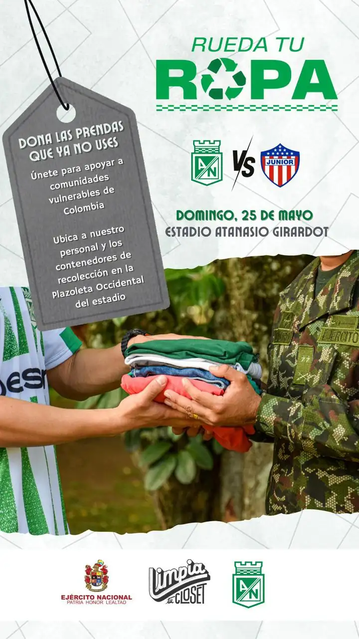 El Ejército Nacional invita a los hinchas a donar ropa para comunidades vulnerables