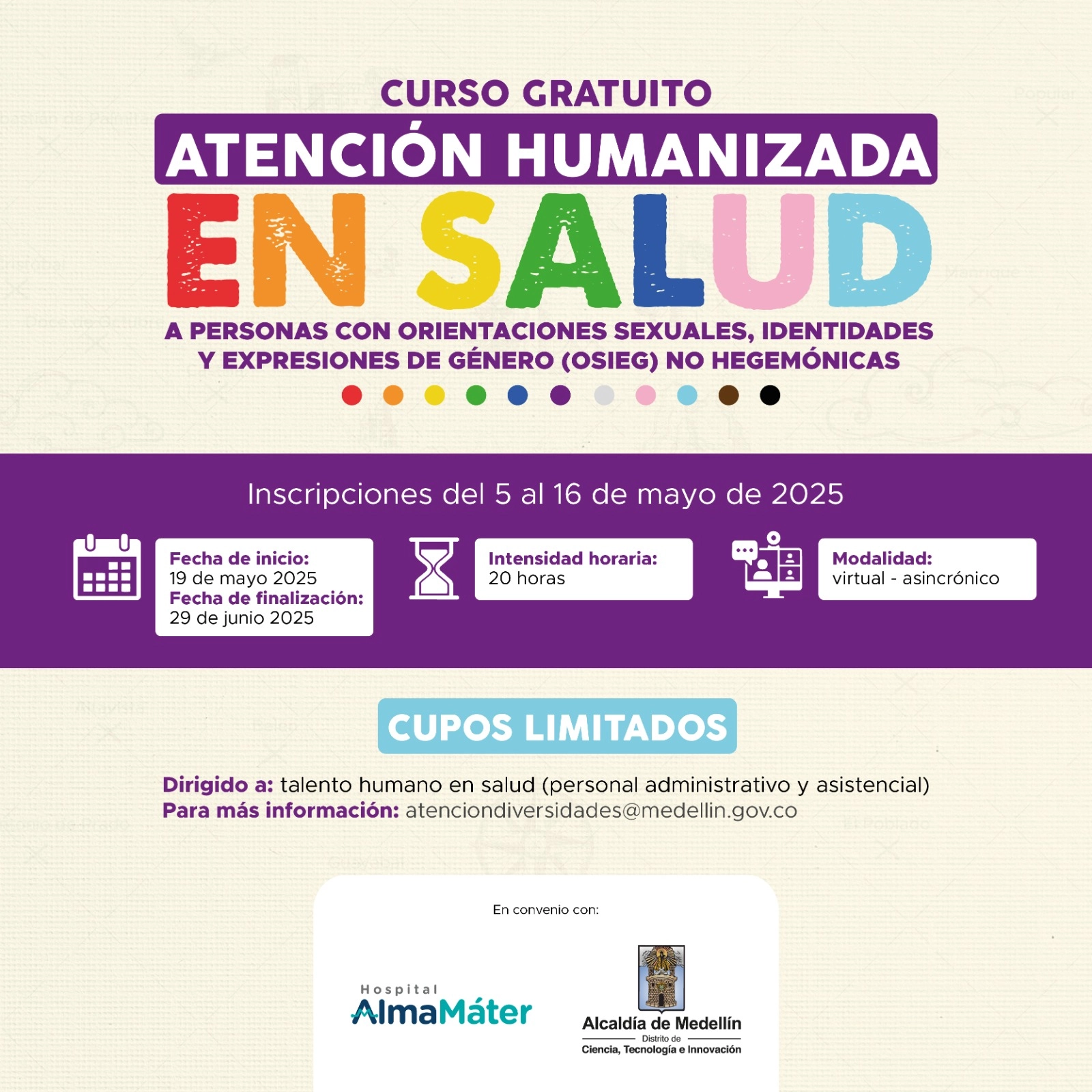 Medellín capacita gratis a personal de salud en atención inclusiva LGBTIQ+