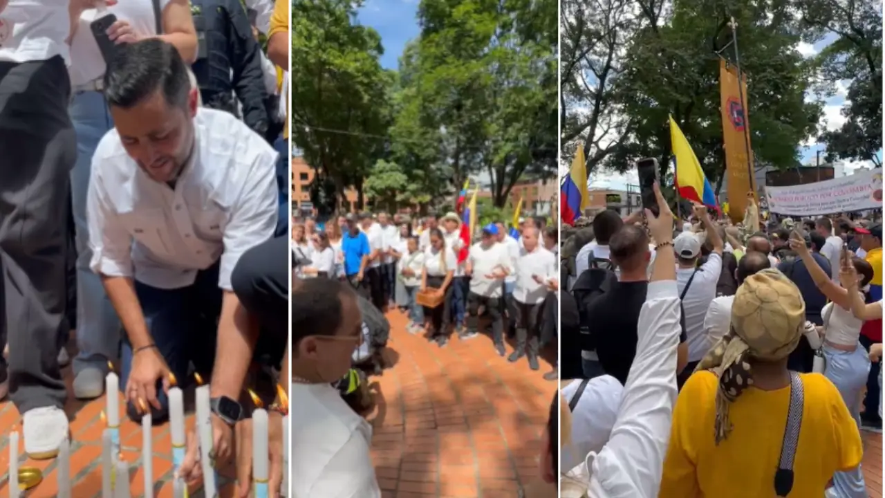 Así fue la manifestación en Medellín tras el atentado a Miguel Uribe: oraciones, carteles y voces por la vida
