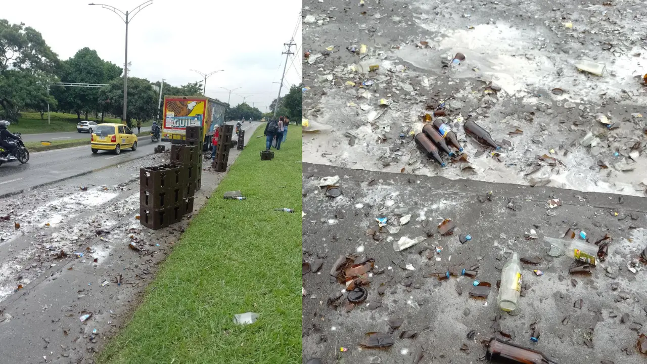 Camión derramó su carga de cervezas cerca al puente de la Madre Laura