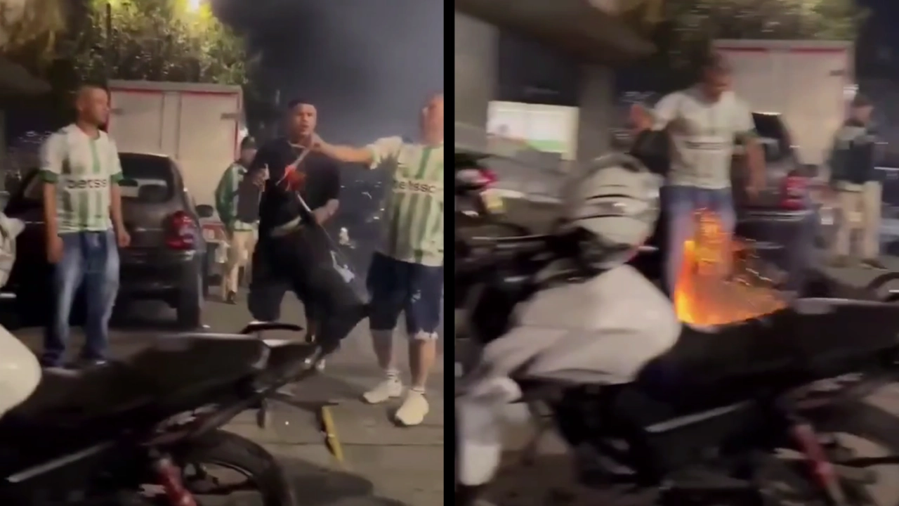 ¡Firulais lo robó! Perrito cogió un volador prendido y se lo clavó a hincha de Nacional en la retaguardia
