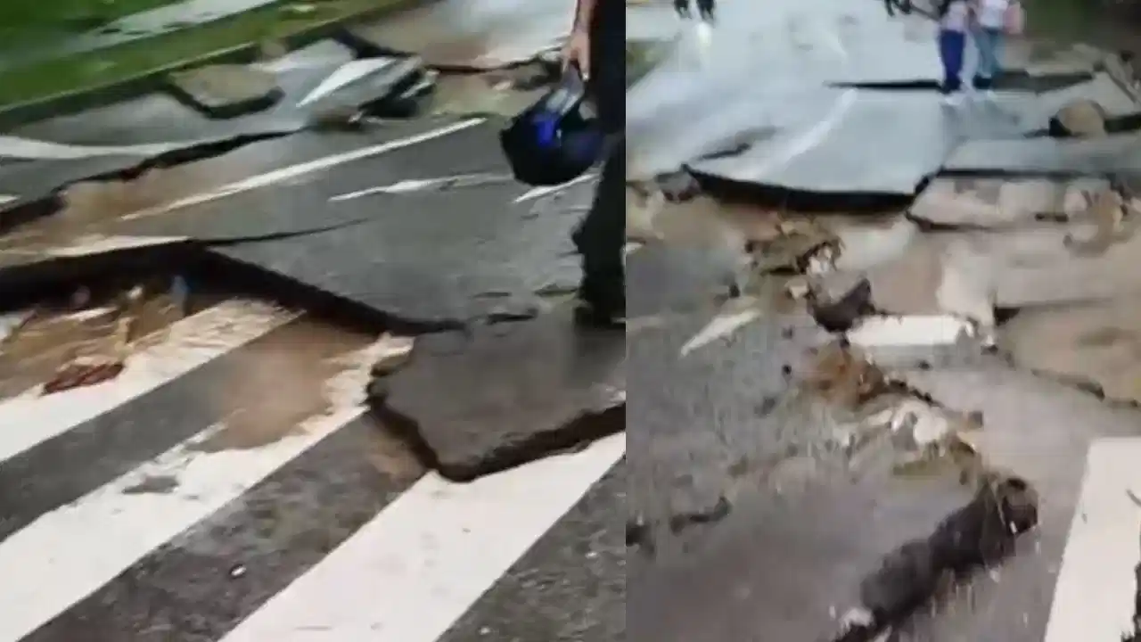 Graves daños en la capa asfáltica por Monterrey