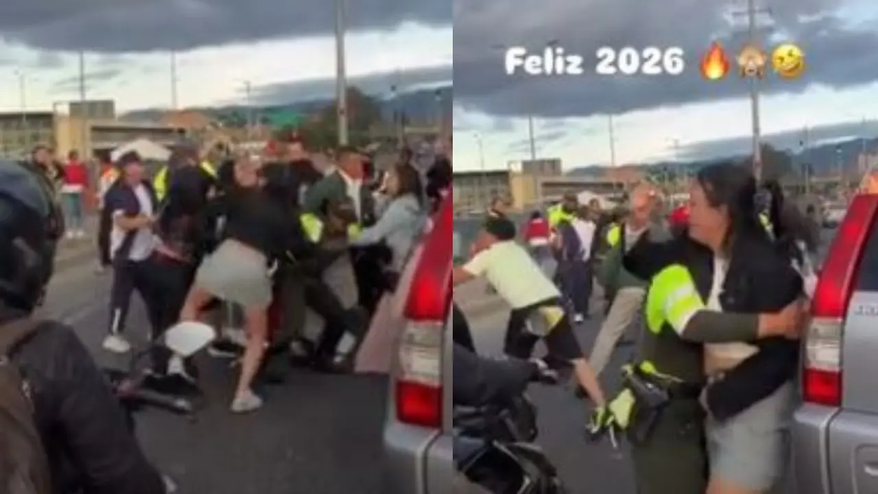 ¡Tremenda mechoneada colectiva en la Autopista Sur!: Año Nuevo arrancó con una riña en pleno trancón