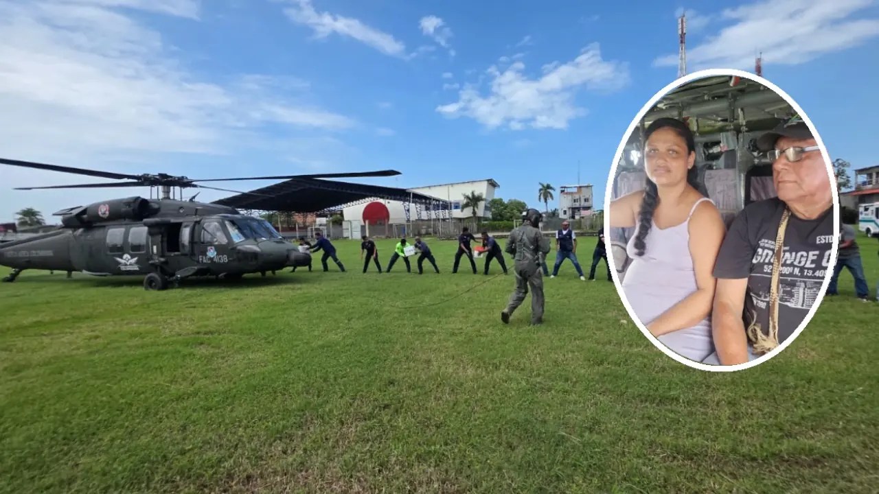 Mujer embarazada es evacuada en helicóptero durante atención a emergencia por lluvias en Urabá