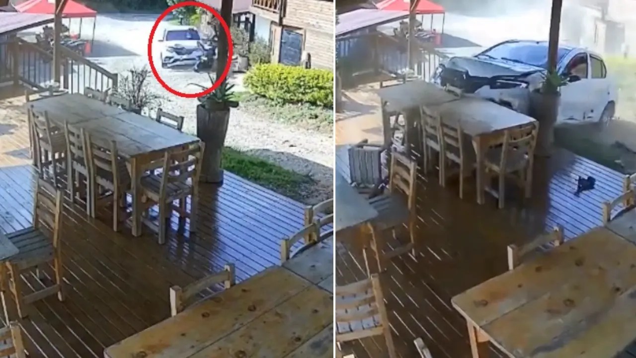 En video quedó el momento en que carro se fue contra motos y terminó dentro de un negocio en Antioquia